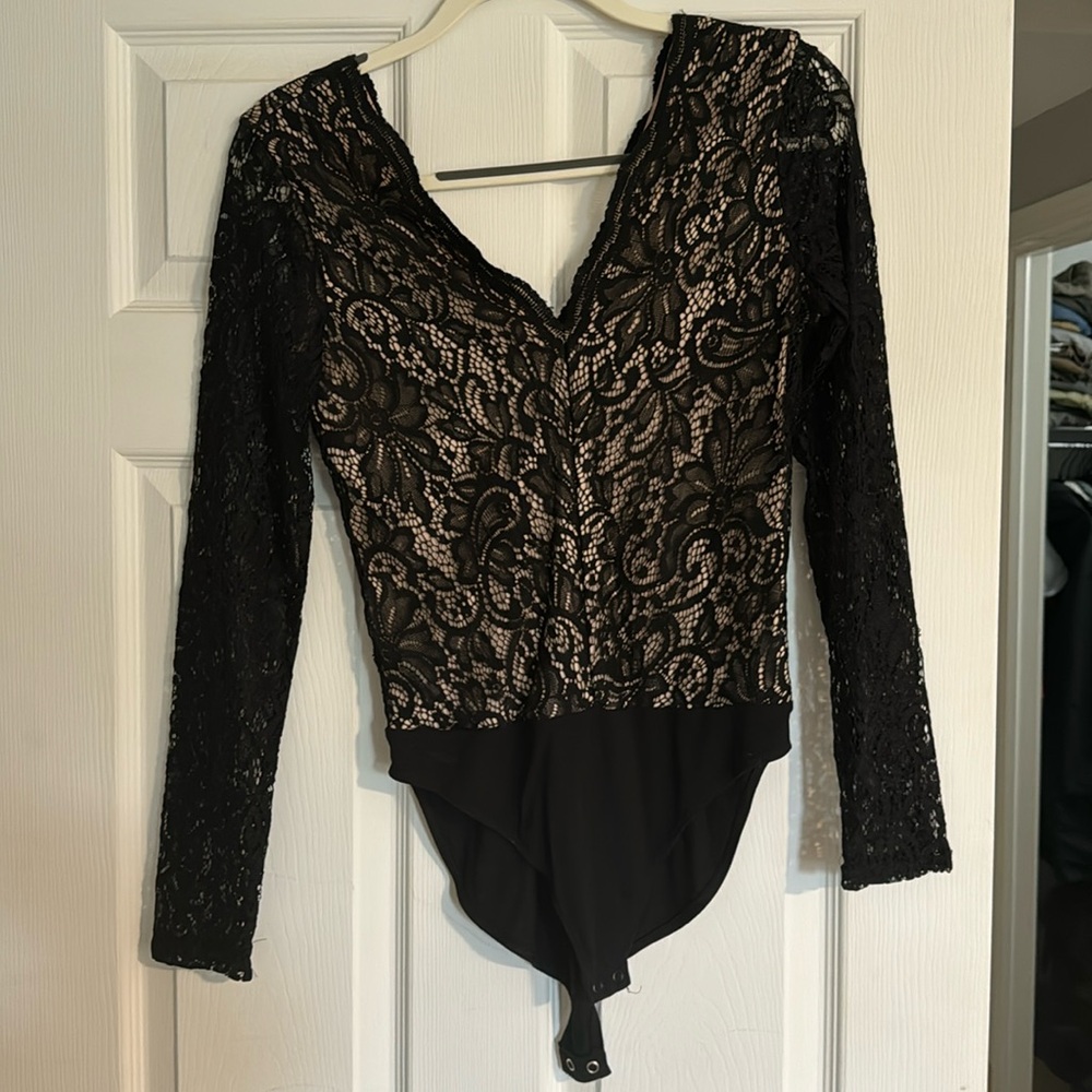 Express black lace bodysuit size small
